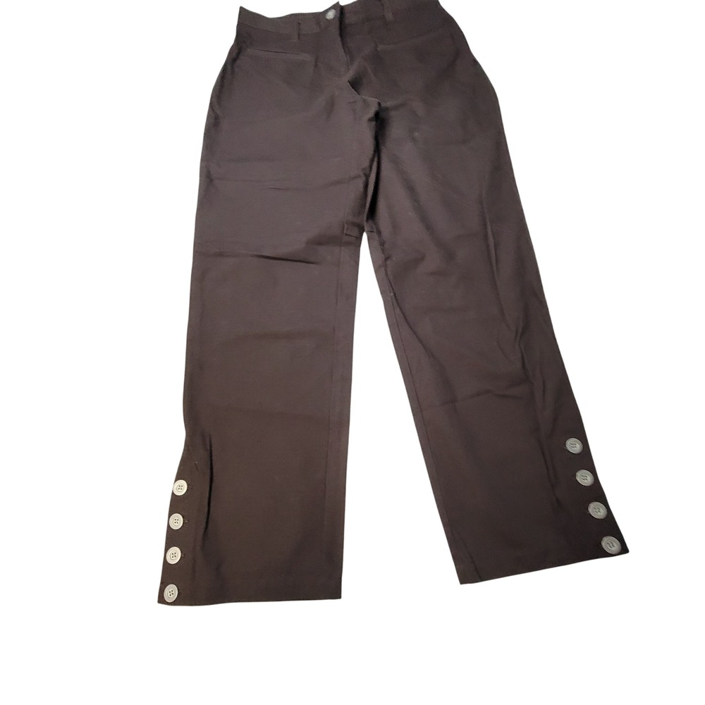 Robert Kitchen Canada‎ Womens Brown Button Accent Wide Leg Cotton Pants Size 10